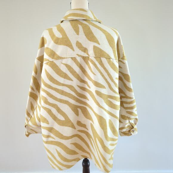 Scoop NYC Gold White Zebra Print Wool Blend Shacket Size XL - Picture 6 of 12